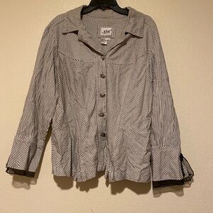 Live a Little Black and White Striped Blazer Size 1X